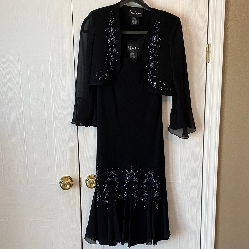 S.L. Fashions- black size 8 with beading details